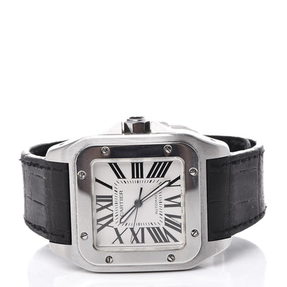 Cartier Stainless Steel Alligator 38mm Santos 100 Automatic Watch 3 of 7
