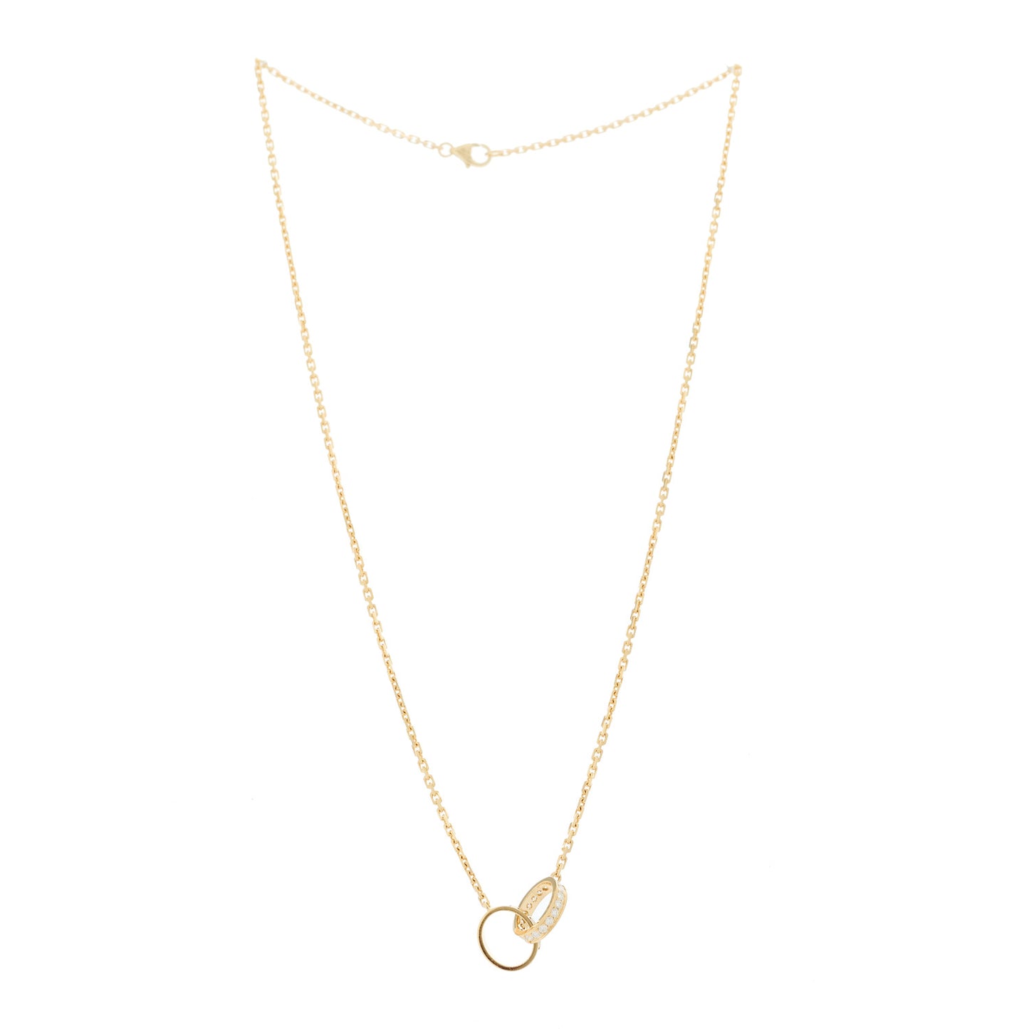 18K Yellow Gold Diamond Interlocking LOVE Necklace
