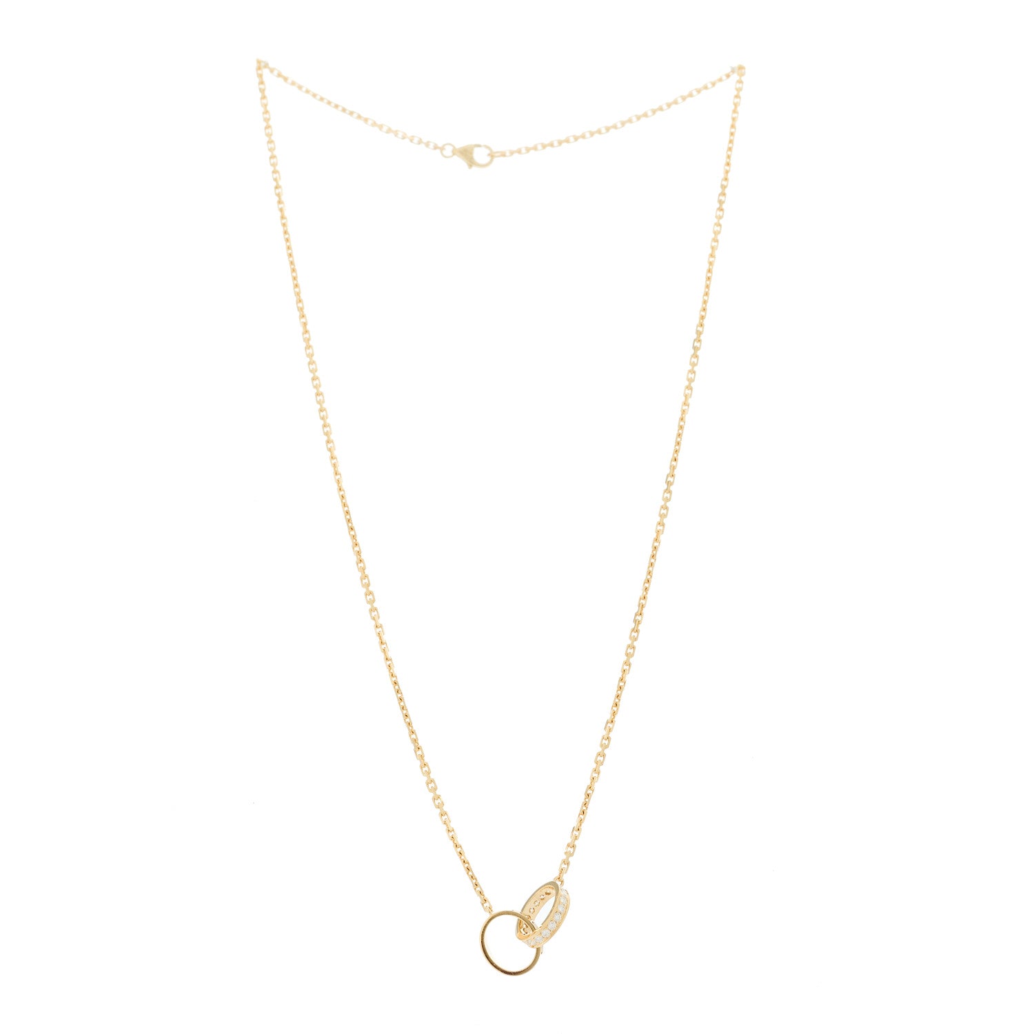 Cartier 18K Yellow Gold Diamond Interlocking LOVE Necklace 3 of 6