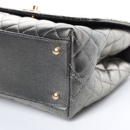 Chanel Metallic Caviar Quilted Small Coco Handle Flap Silver 9 of 10