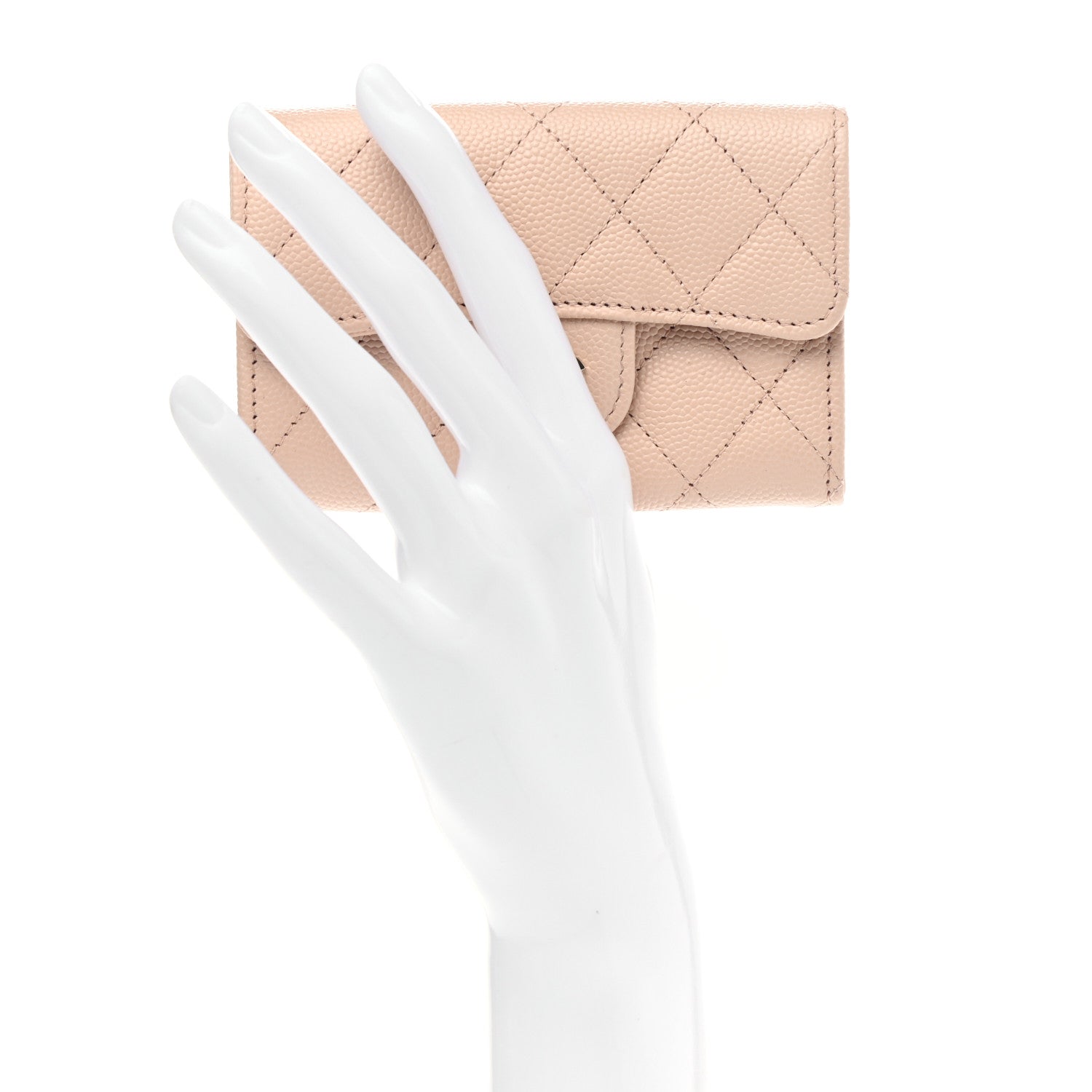 Chanel Caviar Quilted Flap Card Holder Wallet Beige 2 of 9