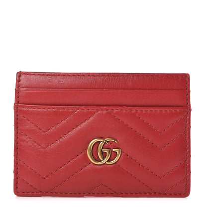 Gucci Calfskin Matelasse GG Marmont Card Holder Hibiscus Red 1 of 6