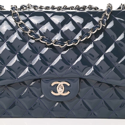 Chanel Patent Quilted Jumbo Single Flap Navy 9 of 13