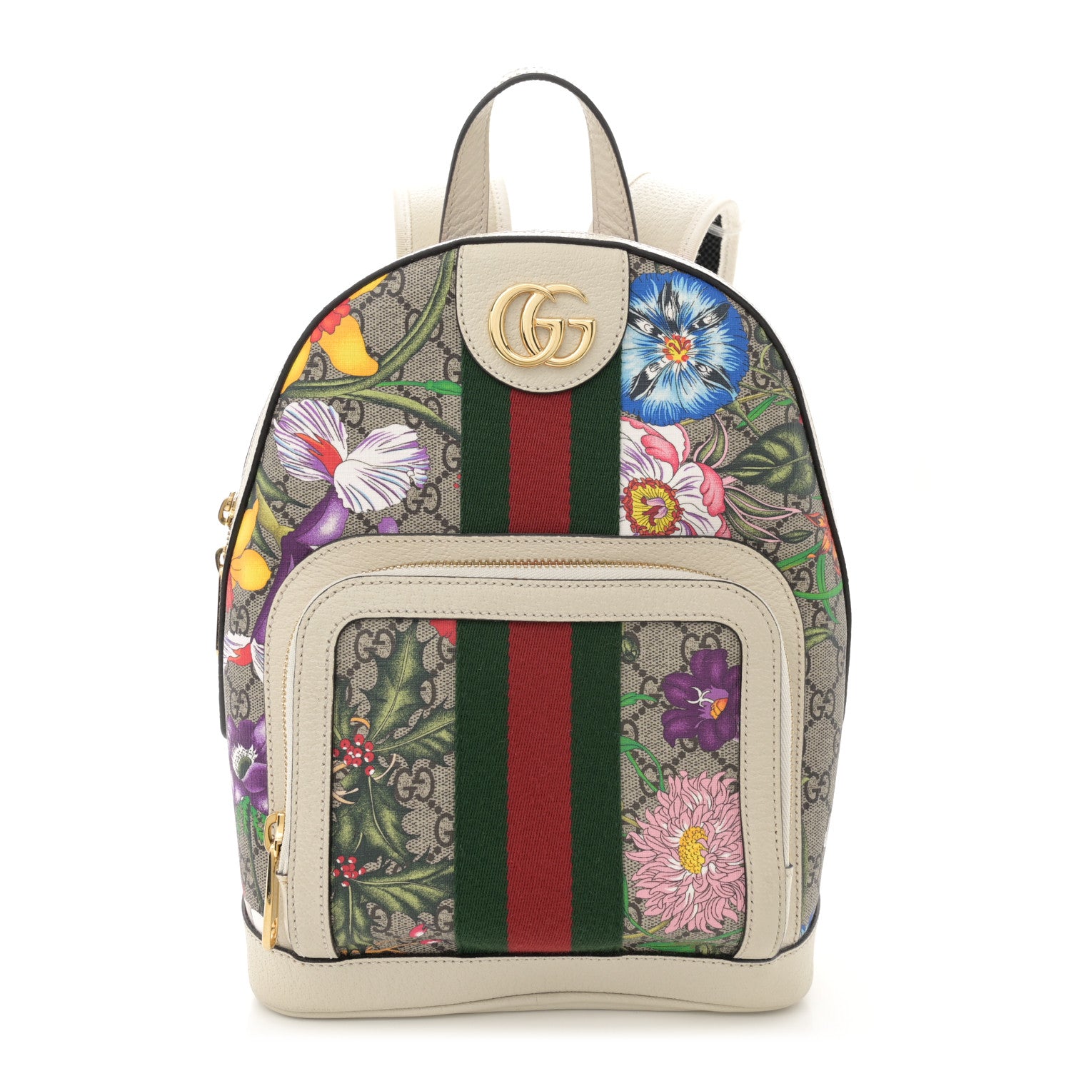 Gucci GG Supreme Monogram Flora Web Small Ophidia Day Backpack White 1 of 11