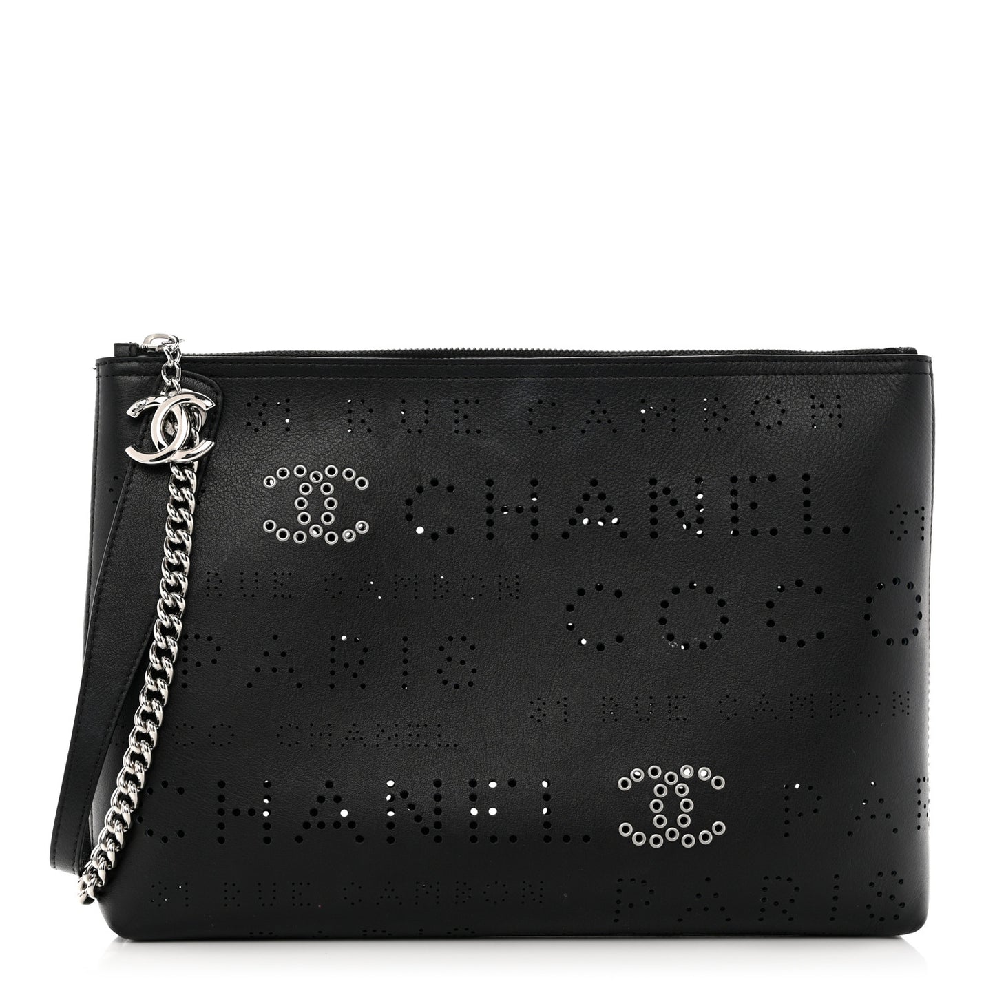 Calfskin Eyelets Clutch Black