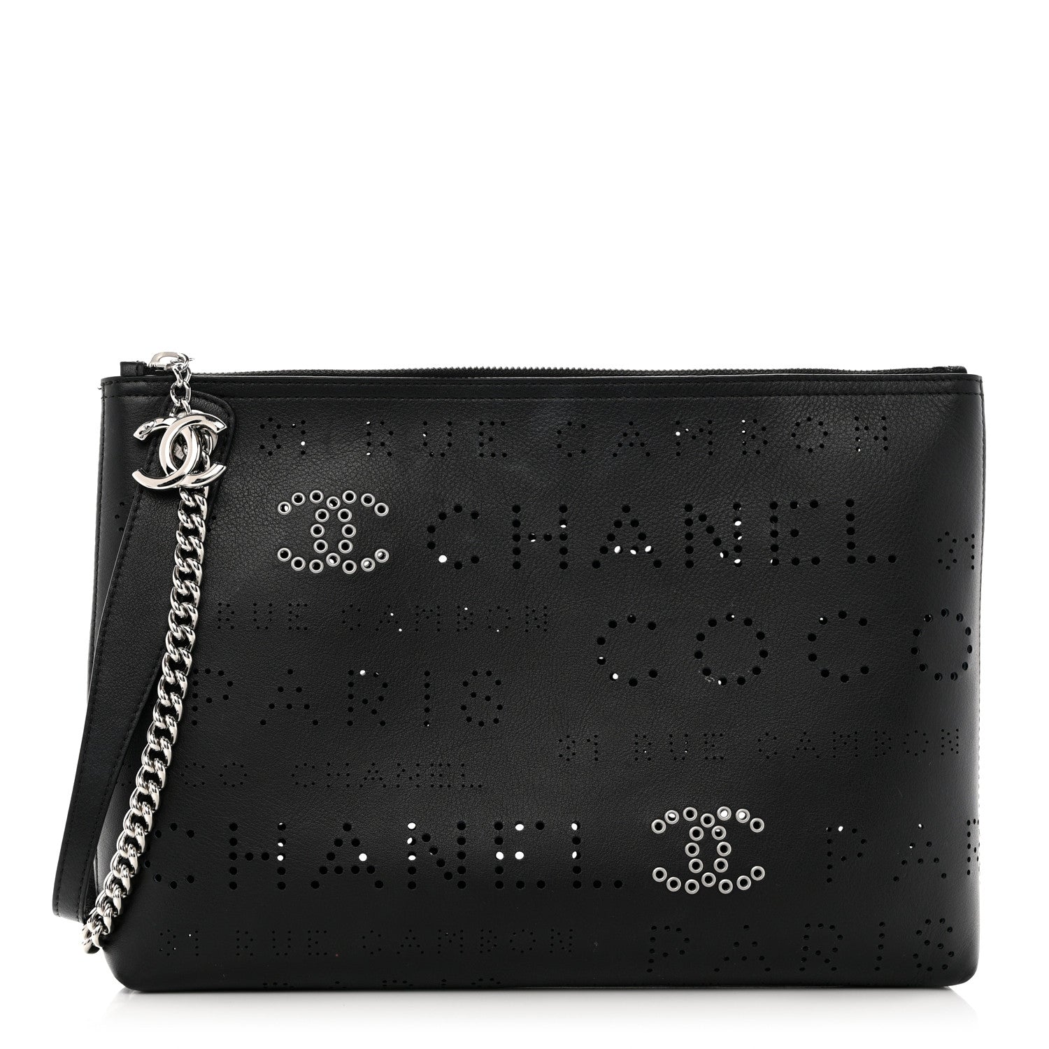 Chanel Calfskin Eyelets Clutch Black 1 of 9