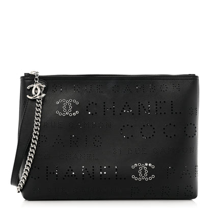 Chanel Calfskin Eyelets Clutch Black 1 of 9