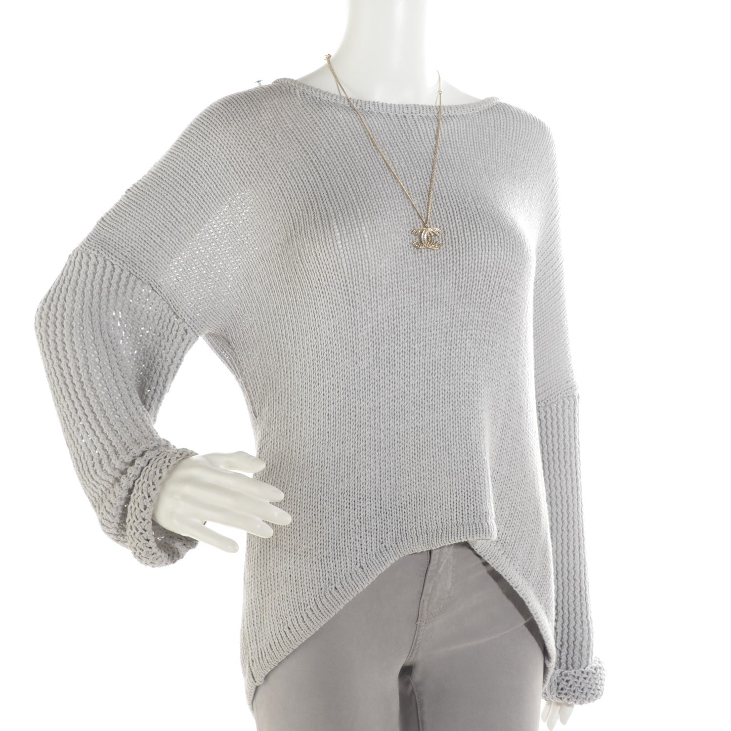 Crystal Baguette CC Necklace Light Gold