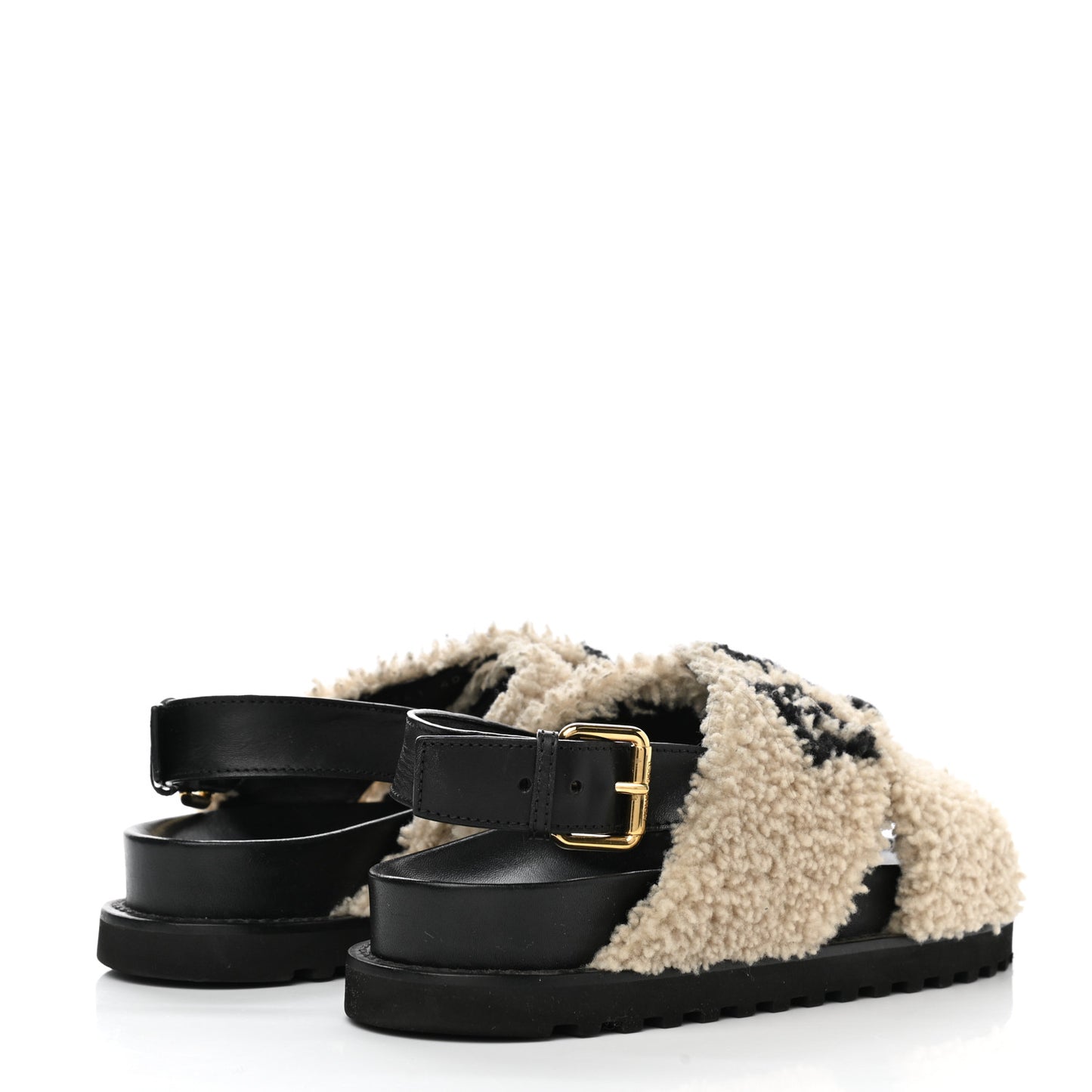 Shearling Paseo Sandals 40 Black