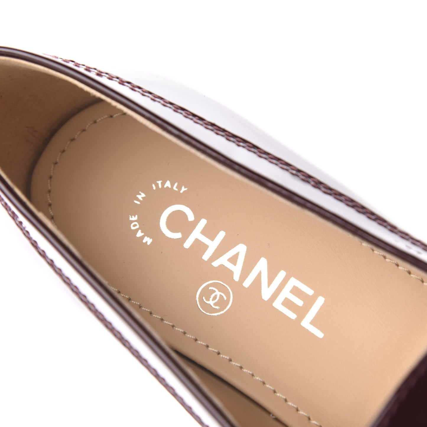 Patent Calfskin CC Loafers 41 Burgundy