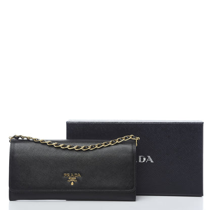 Prada Saffiano Metal Oro Chain Wallet Black 7 of 7