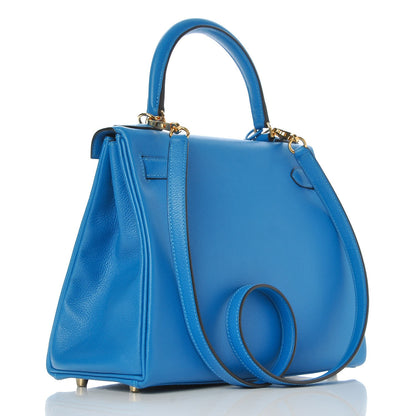 Hermes Evercolor Kelly Retourne 28 Bleu Hydra 4 of 35