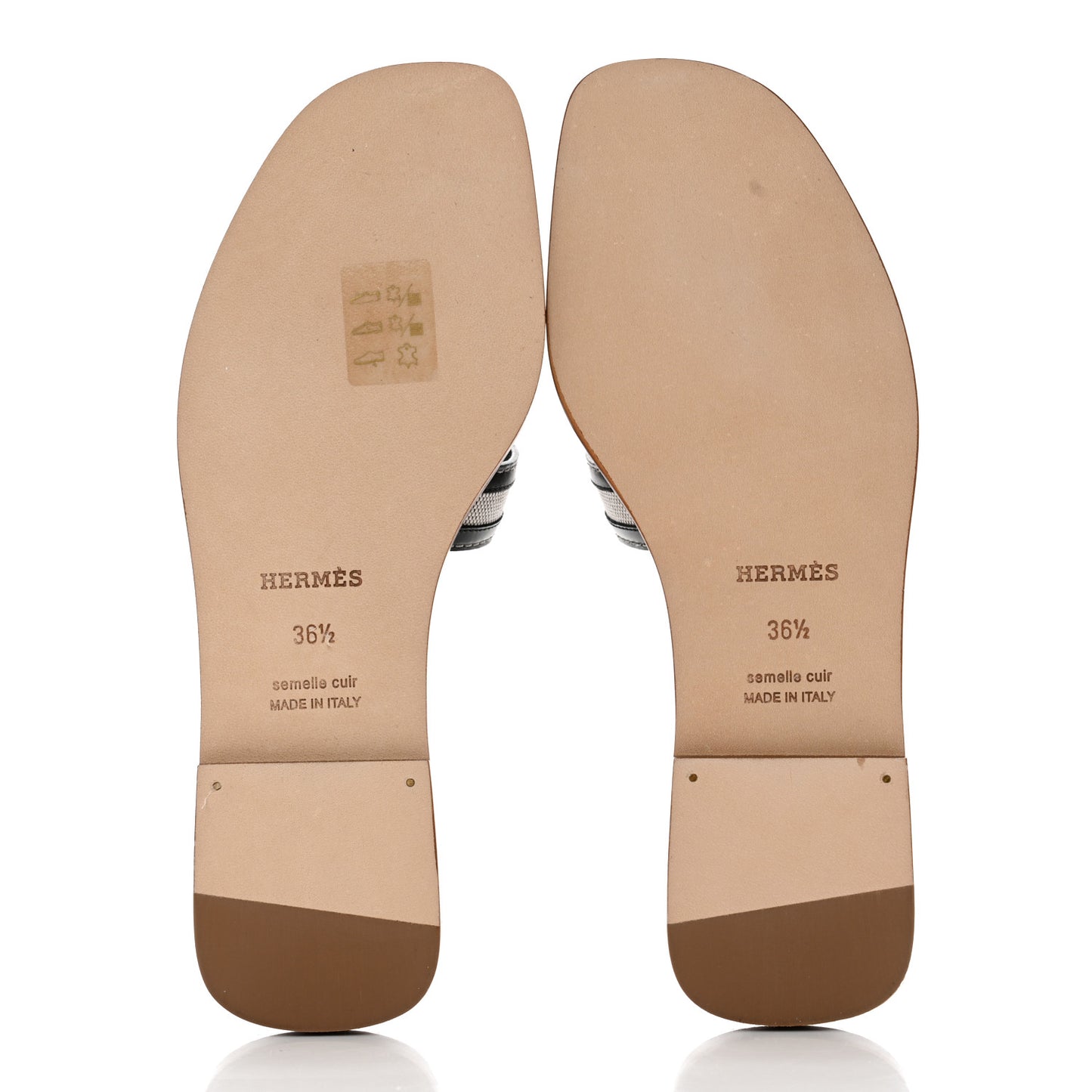 Calfskin Canvas Oran Sandals 36.5 Black