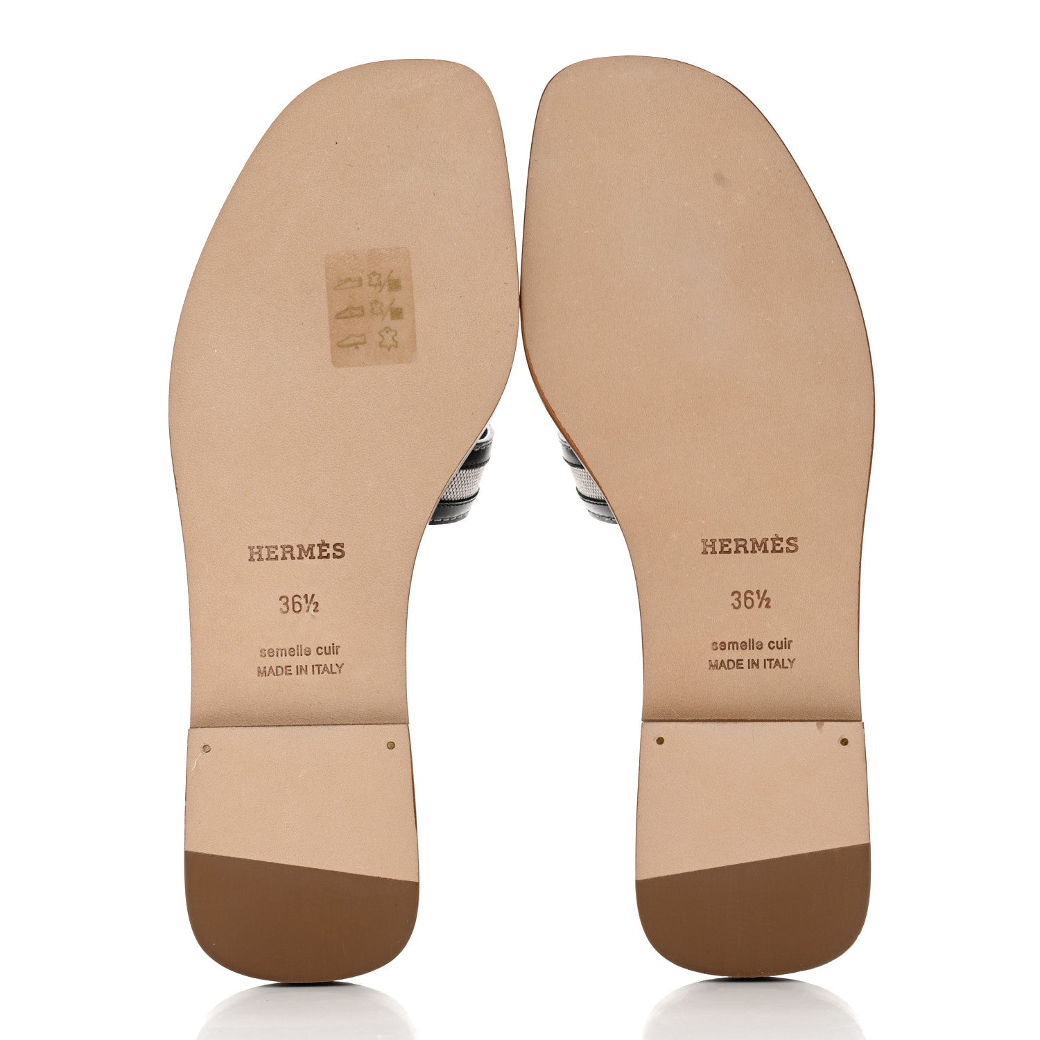 Hermes Calfskin Canvas Oran Sandals 36.5 Black 5 of 9