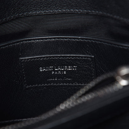 Saint Laurent Sheepskin Matelasse Chevron Monogram Medium College Bag Black 7 of 11