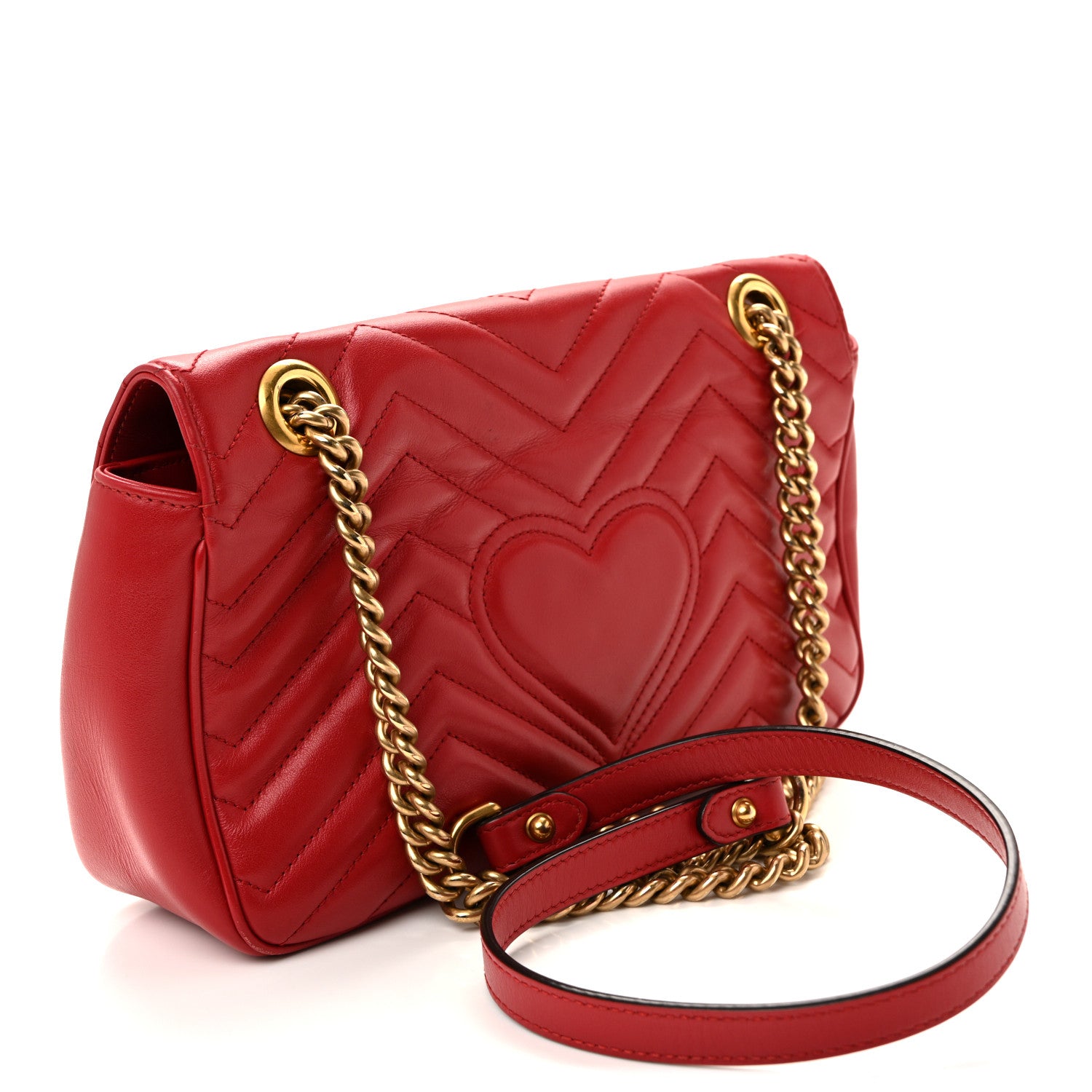 Gucci Calfskin Matelasse Small GG Marmont Shoulder Bag Hibiscus Red 3 of 12