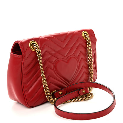 Gucci Calfskin Matelasse Small GG Marmont Shoulder Bag Hibiscus Red 3 of 12