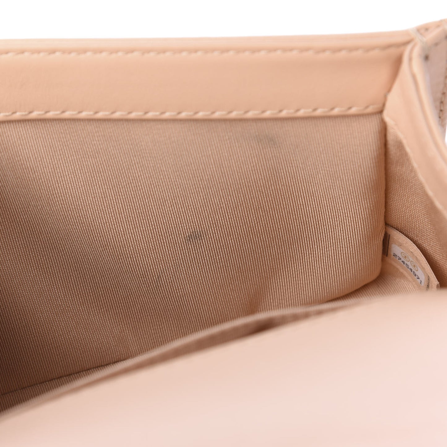 Calfskin Quilted Medium Top Handle Boy Flap Beige Clair