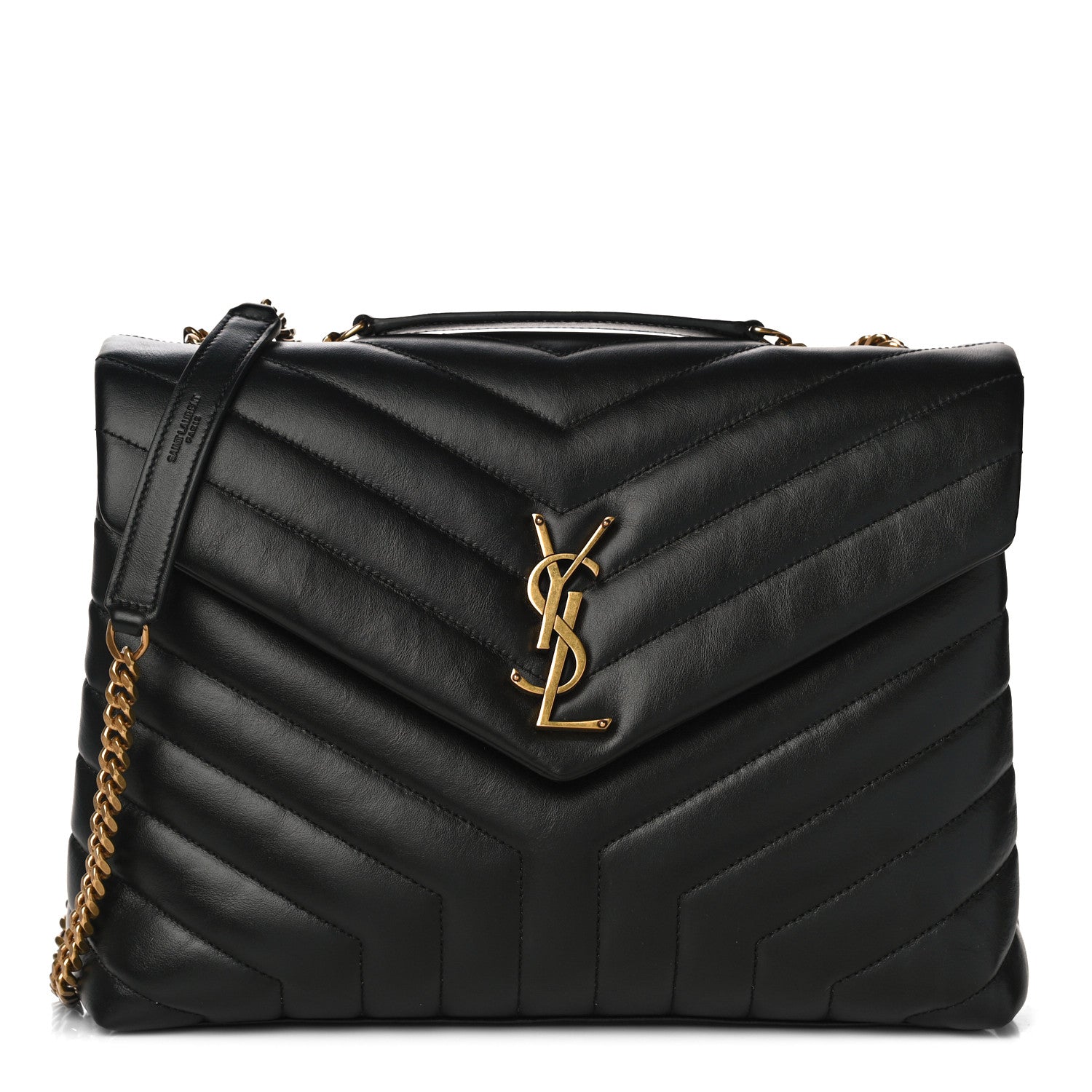 Saint Laurent Calfskin Y Quilted Monogram Medium Loulou Chain Satchel Black 1 of 11