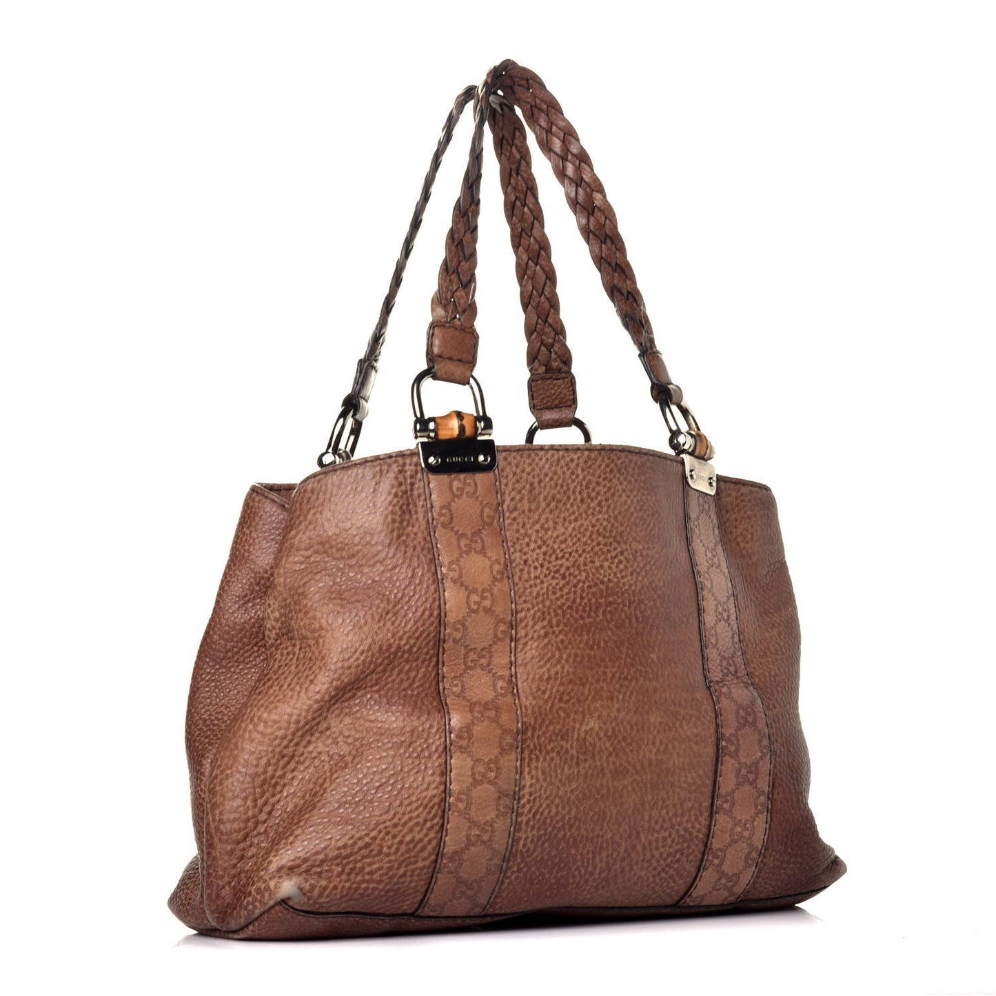 Calfskin Medium Bamboo Bar Tote Bag Brown