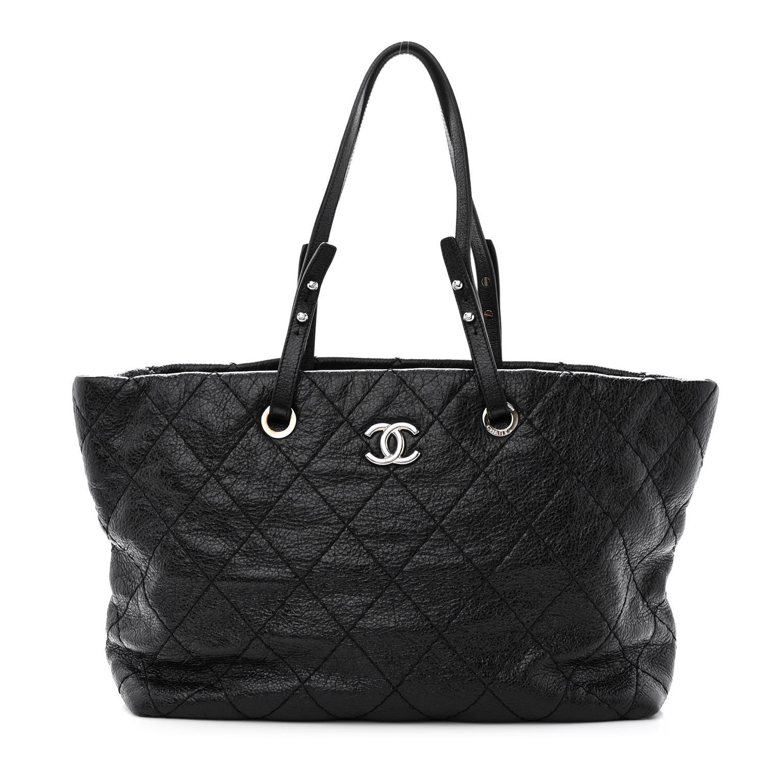 Chanel Glazed Calfskin Large On The Road Tote Black 1 of 12