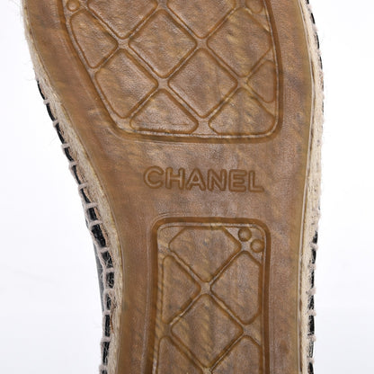 Chanel Lambskin Camellia CC Stud Espadrilles 39 Black 7 of 10