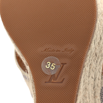 Louis Vuitton Damier Azur Starboard Wedges 35 Tan 8 of 13