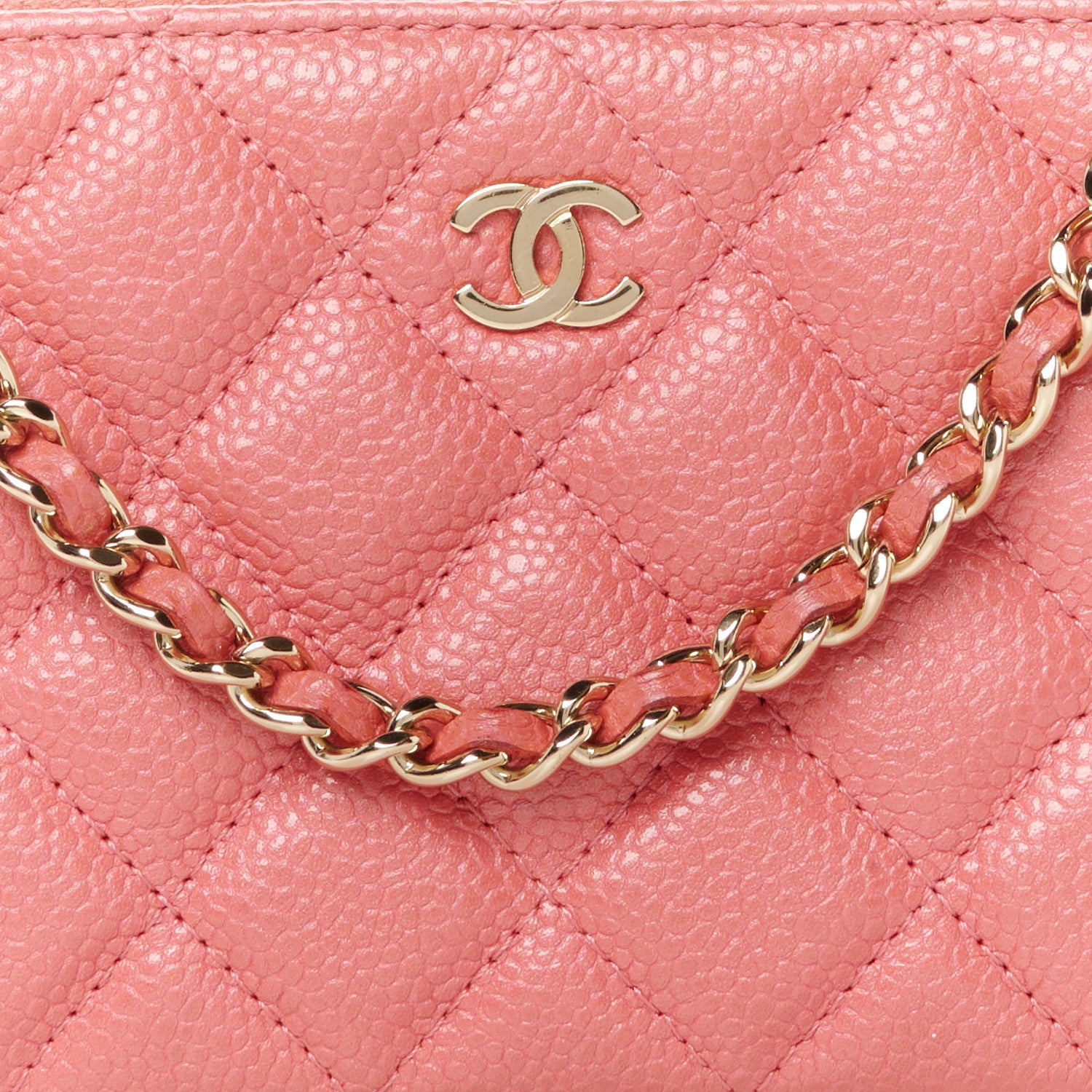 Chanel Iridescent Caviar Quilted Small Clutch With Chain Pink 10 of 13