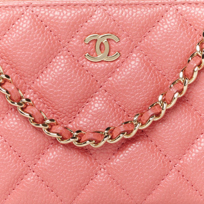 Chanel Iridescent Caviar Quilted Small Clutch With Chain Pink 10 of 13
