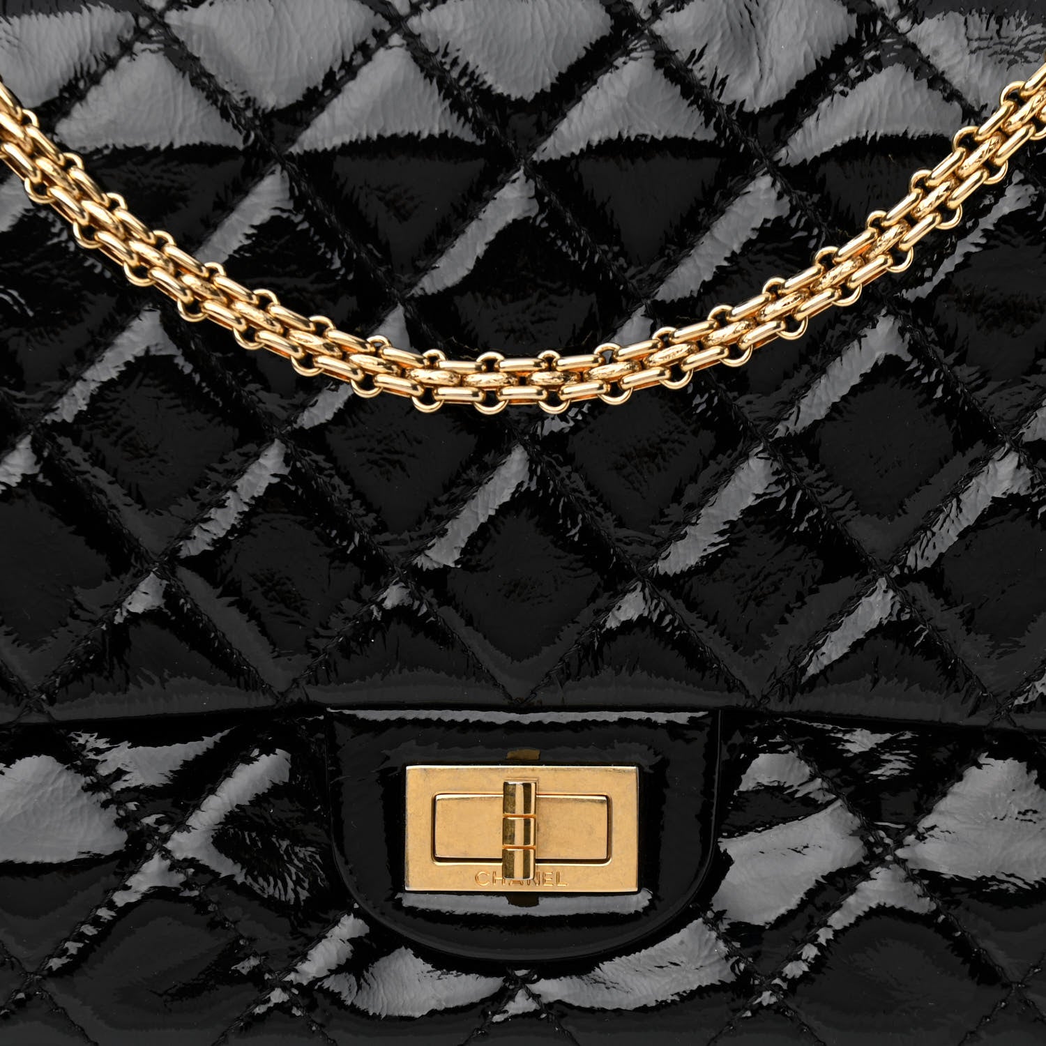 Chanel Distressed Patent Quilted 2.55 Reissue 227 Flap Black 8 of 11