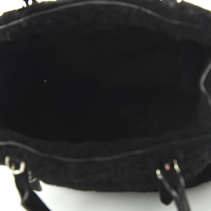 Balenciaga Shearling Suede Classic Silver Hardware Papier Mini A4 Tote Black 5 of 11