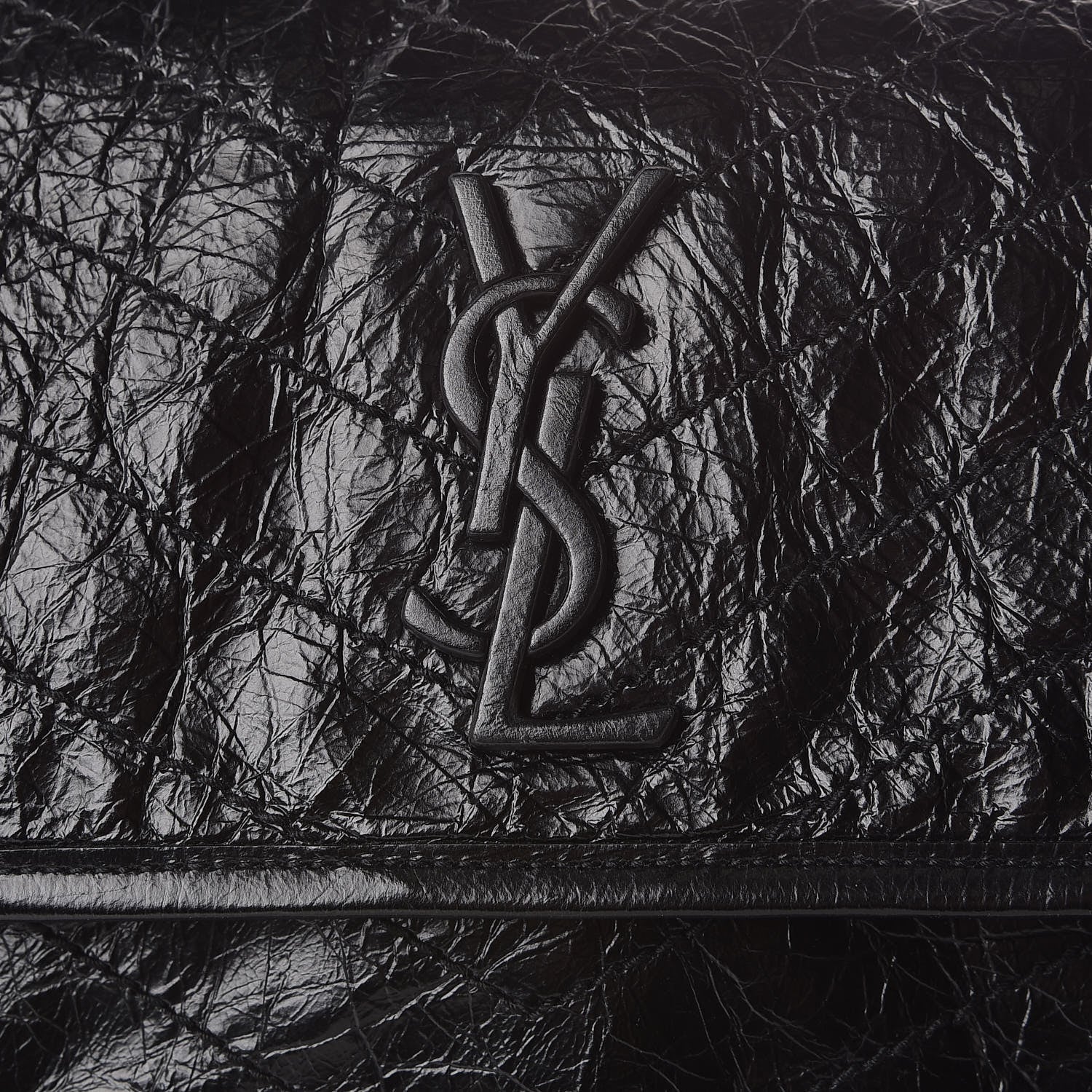 Saint Laurent Crinkled Calfskin Matelasse Monogram Medium Niki Chain Satchel Black 8 of 10