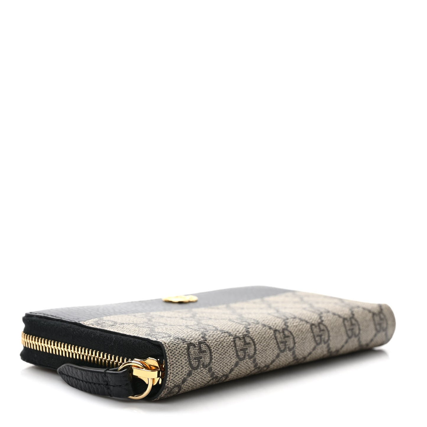 Dollar Calfskin GG Supreme Monogram GG Marmont Zip Around Wallet Black Beige Ebony