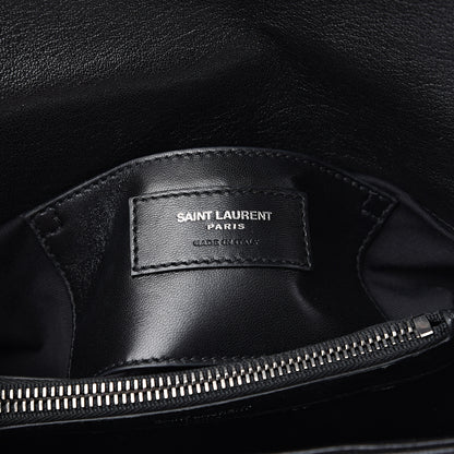 Saint Laurent Lambskin Matelasse Chevron Studded Monogram Medium College Bag Black 7 of 14