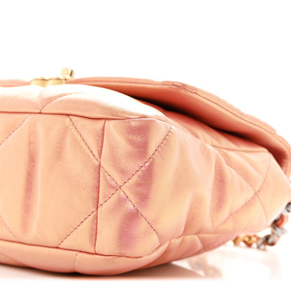 Chanel Iridescent Calfskin Quilted Medium Chanel 19 Flap Pink 10 of 11