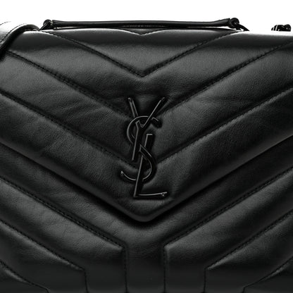 Saint Laurent Calfskin Y Quilted Monogram Monochrome Small Loulou Chain Satchel Black 9 of 12