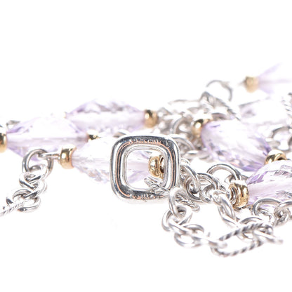 David Yurman 18K Yellow Gold Sterling Silver Amethyst Figaro Chain Necklace 6 of 6