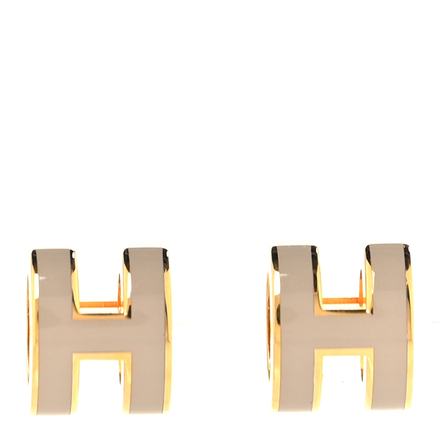 Gold Lacquered Mini Pop H Earrings Marron Glace