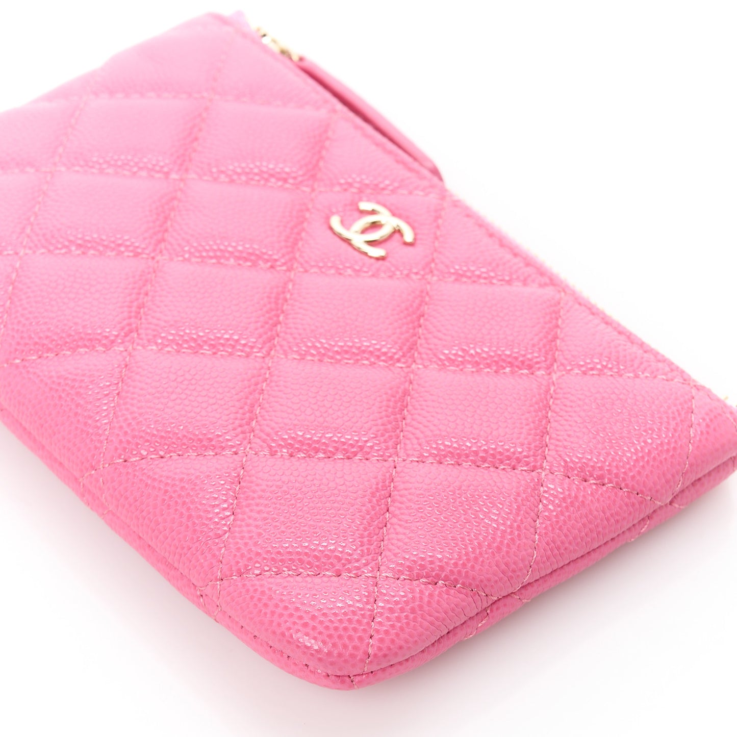 Caviar Quilted Small Cosmetic Case Pink
