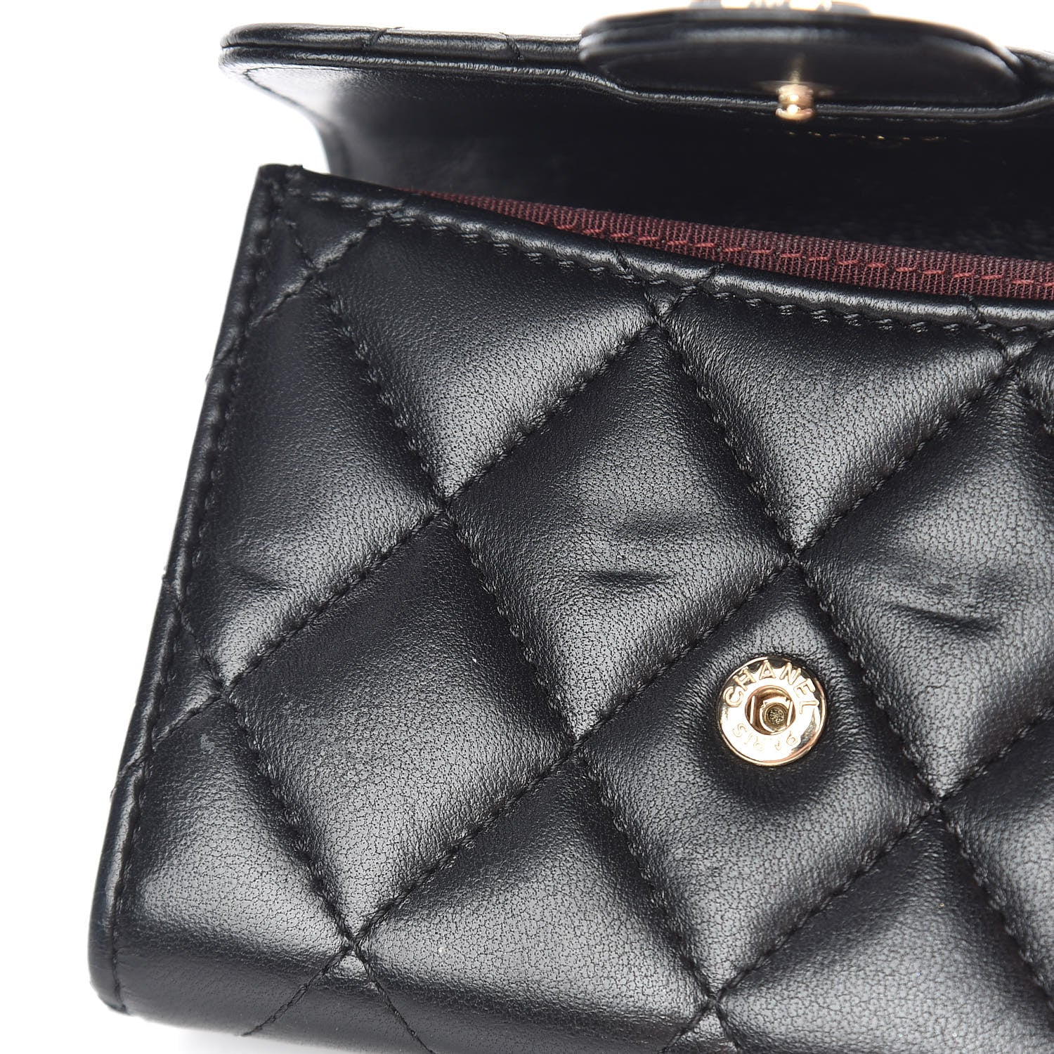 Chanel Lambskin Quilted Flap Card Holder Wallet Black 10 of 18