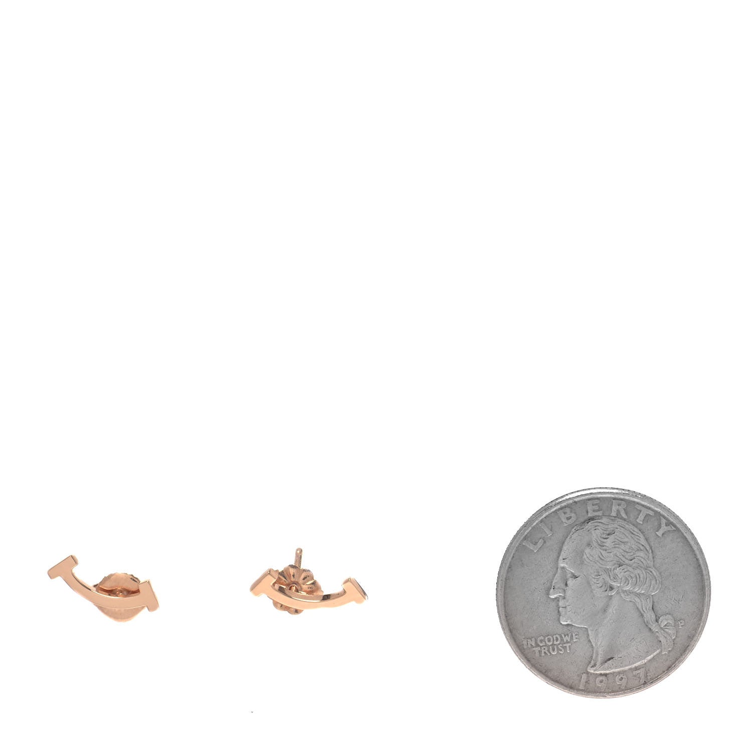 Tiffany 18K Rose Gold T Smile Stud Earrings 2 of 6