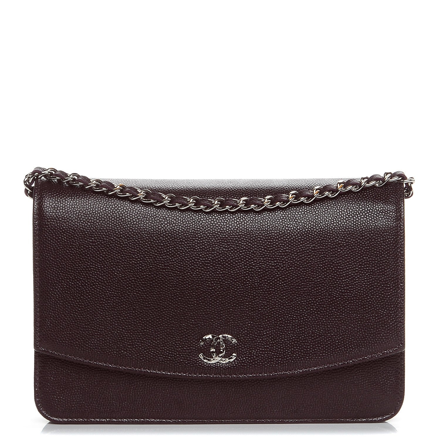 Chanel Caviar Sevruga Wallet On Chain WOC Plum 1 of 8