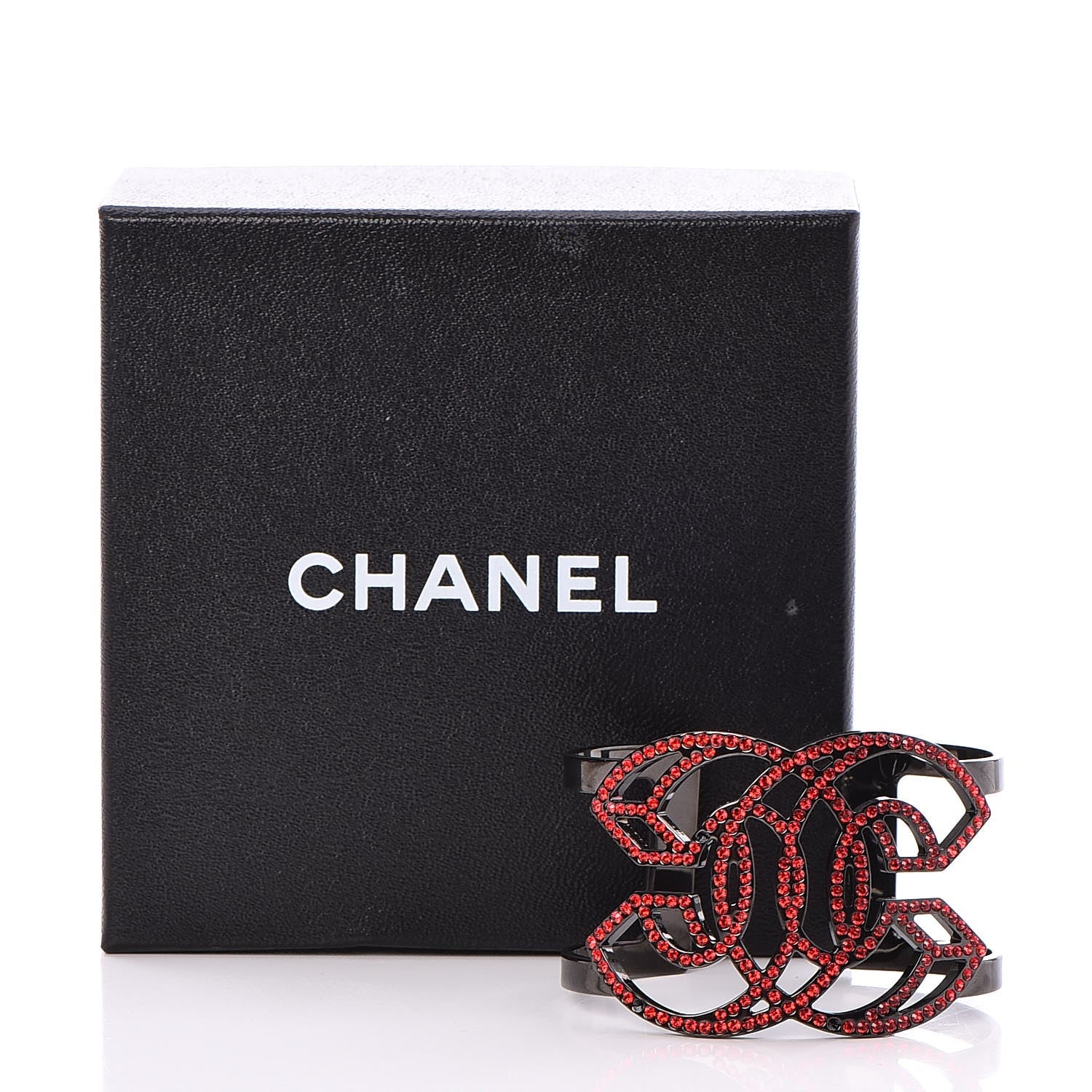 Chanel Crystal CC Cuff Red Black 8 of 8