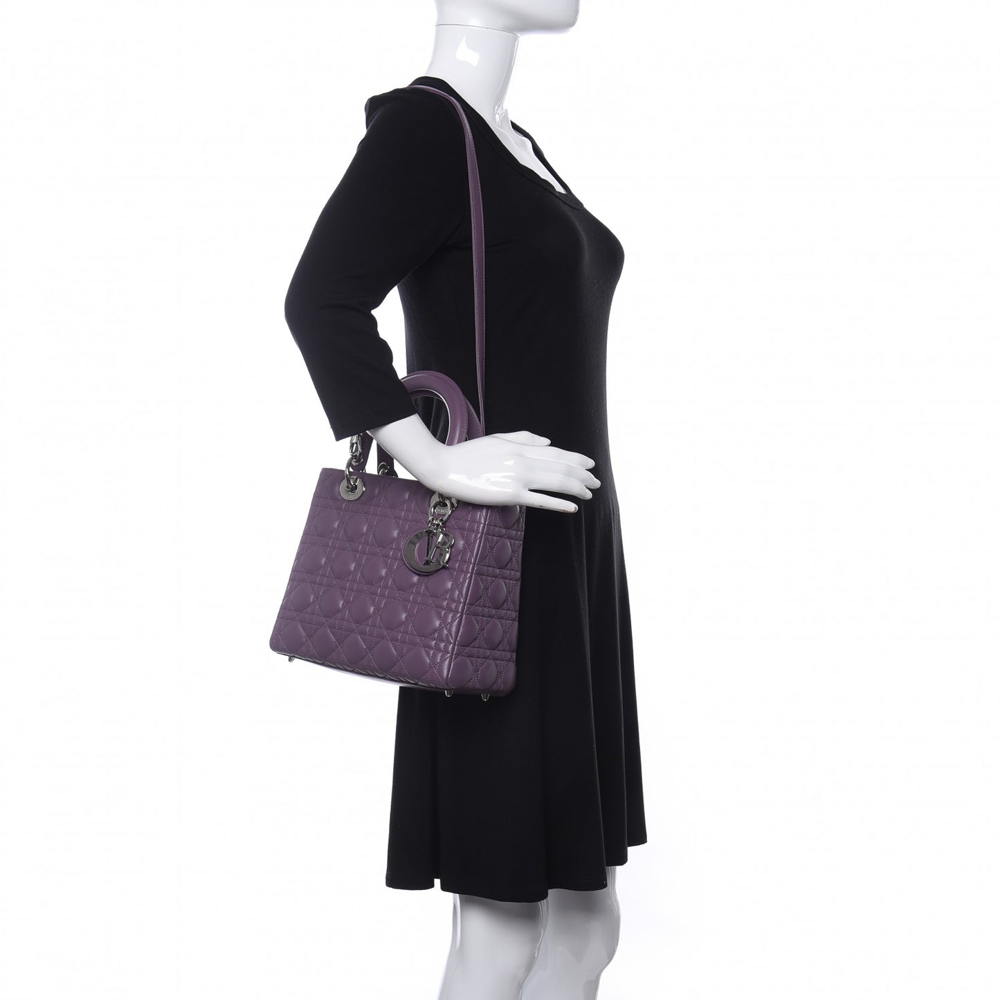 Lambskin Cannage Medium Lady Dior Purple