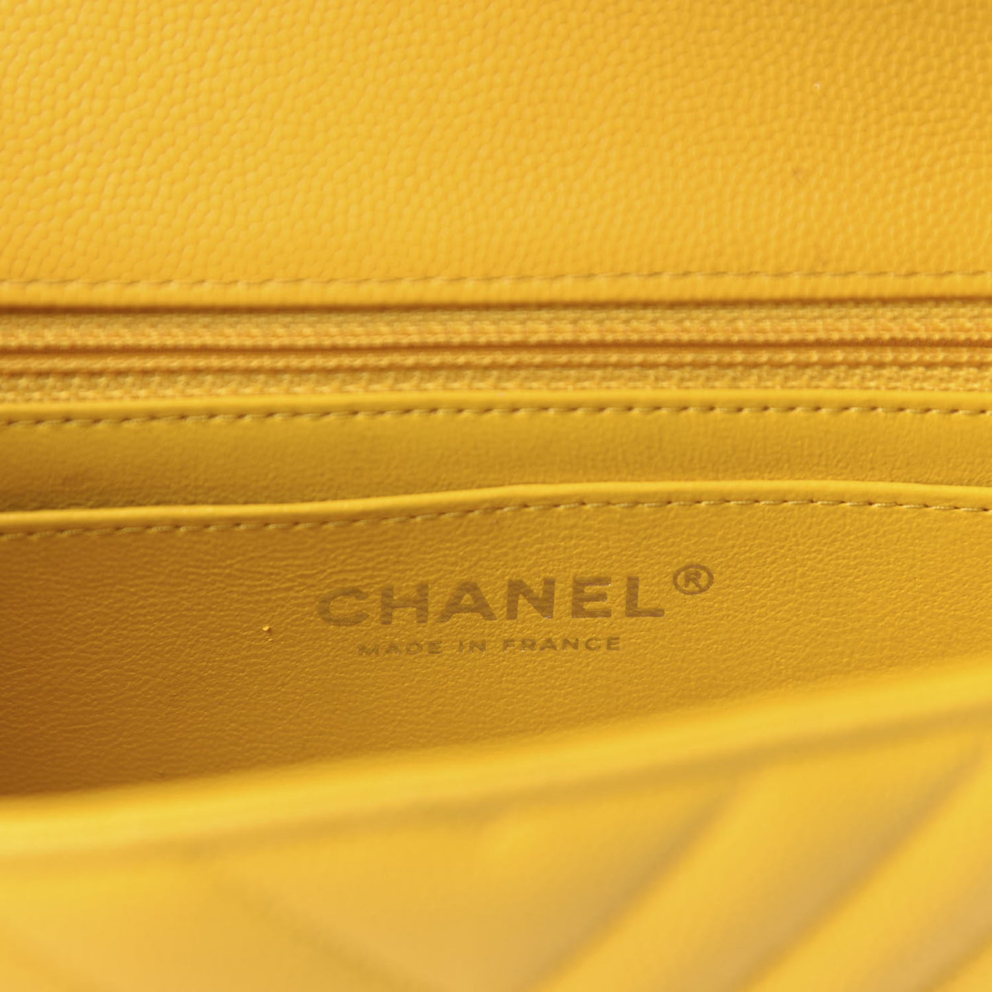 Caviar Chevron Quilted Mini Rectangular Flap Yellow