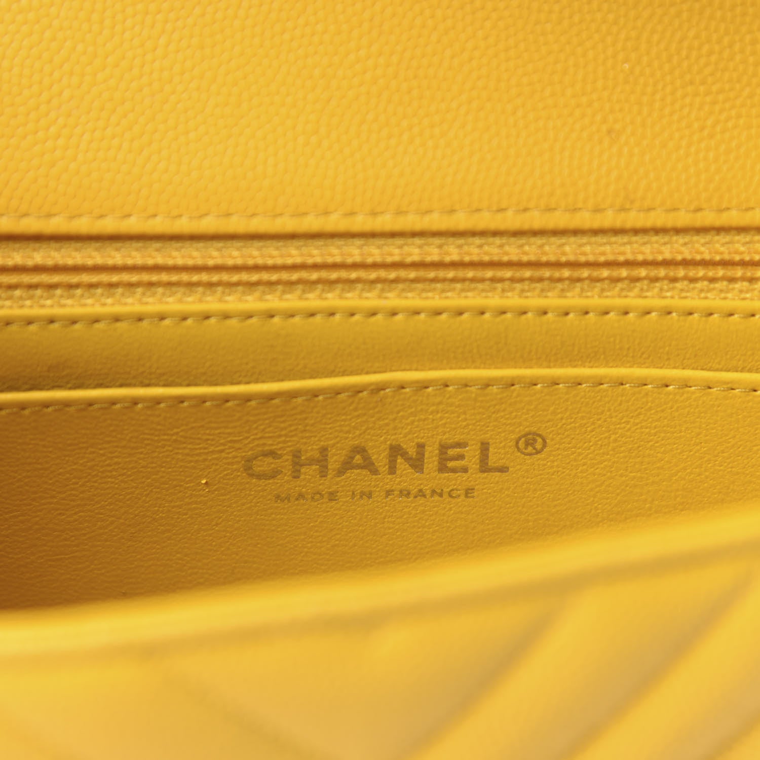 Chanel Caviar Chevron Quilted Mini Rectangular Flap Yellow 9 of 11