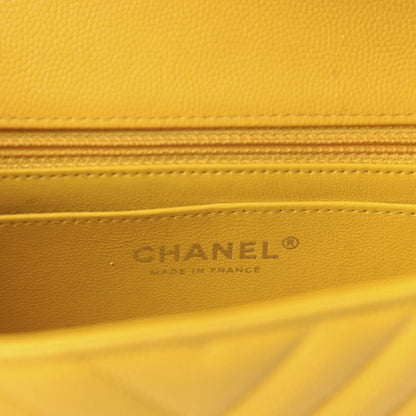 Chanel Caviar Chevron Quilted Mini Rectangular Flap Yellow 9 of 11