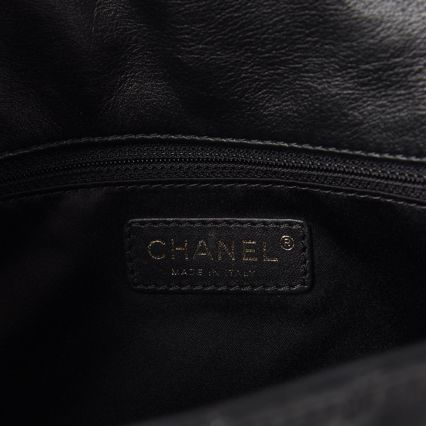 Calfskin Surpique Chevron Large Flap Black