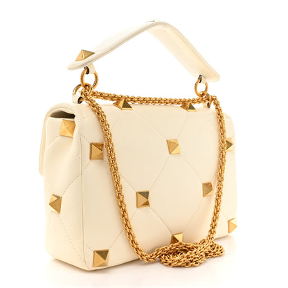 Valentino Garavani Nappa Large Roman Stud Shoulder Bag Ivory 3 of 10