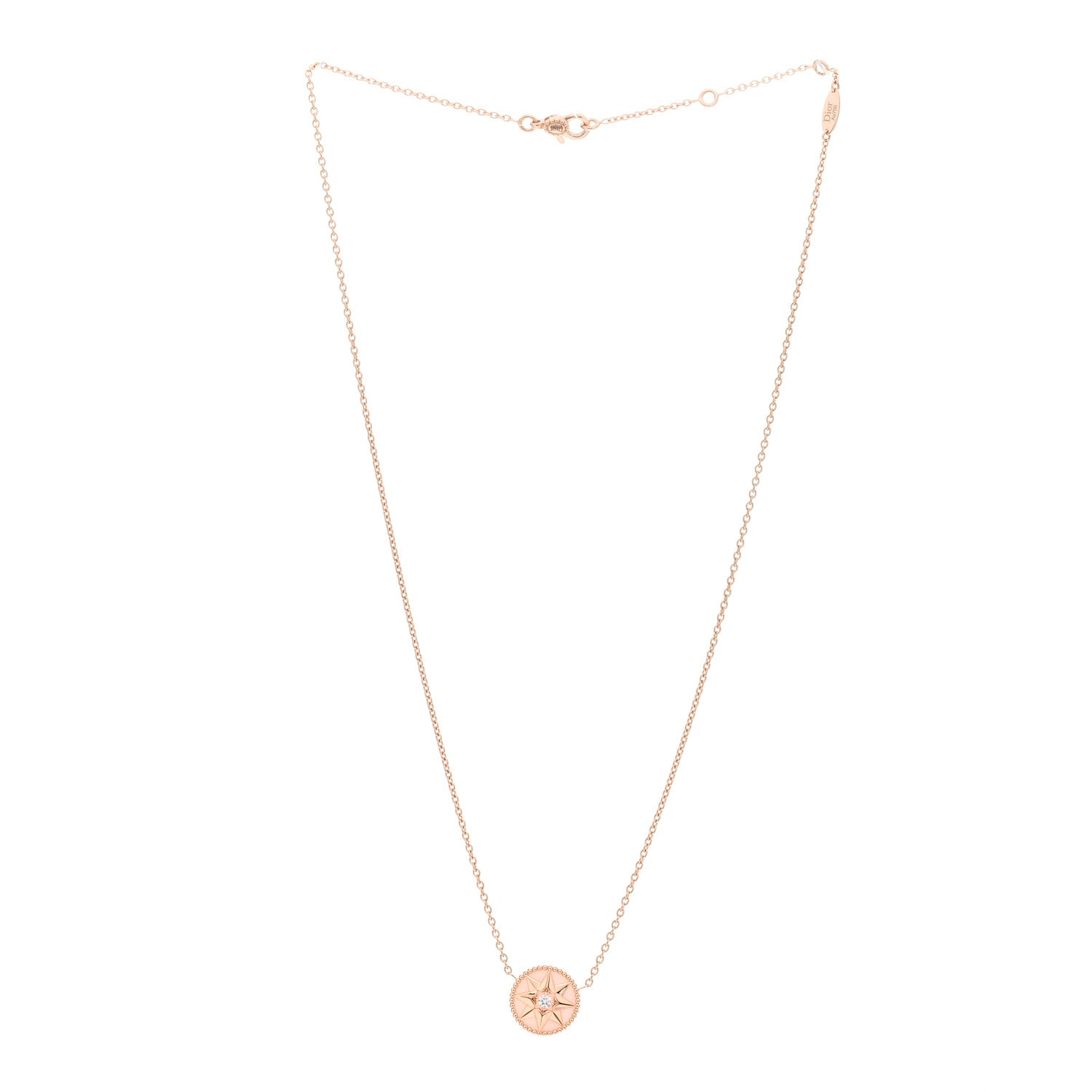 Christian Dior 18K Rose Gold Diamond Pink Opal Rose Des Vents Necklace 2 of 4
